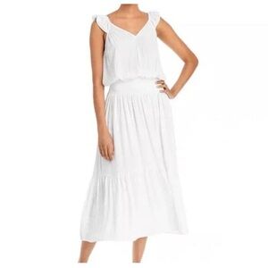 NWT Ramy Brook $465 Chloe Tiered Midi Dress White Size XS